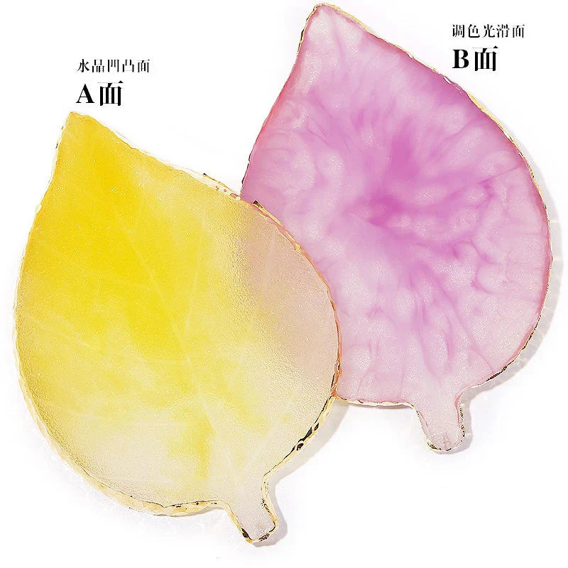 Aichashi 1 Pcs Leaf Resin Agate Nail Color Palette Gel Polish Pallet Mixing Drawing Paint Plate Manicure Nails Art Display Shelf