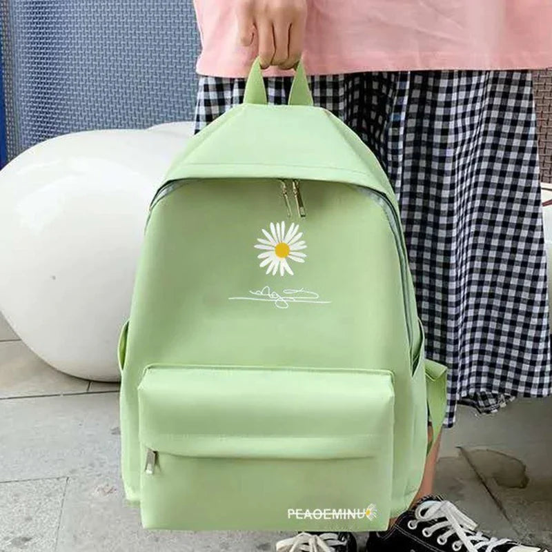 Daisy Printed Backpack Unisex Small Schoolbag For Teenagers Fashionable Canvas Backpacks Portable Travel Bag Student School Bags