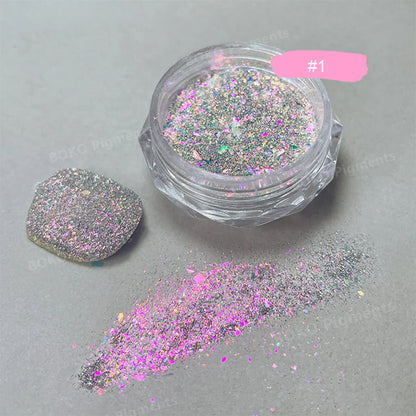 1Box Unicorn Holographic Nail Powder Silver Glitter Metallic Rub Dust Mirror Pigment Extra Fine Shiny Chrome For DIY Manicure*Y*