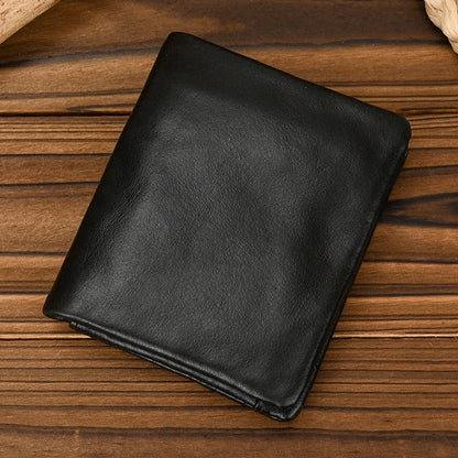 Aichashi Genuine Leather Short Wallet Bifold Card Holder Short Purse Male Cow Leather Men's Coin Wallet Real Cowskin Zipper Wallet