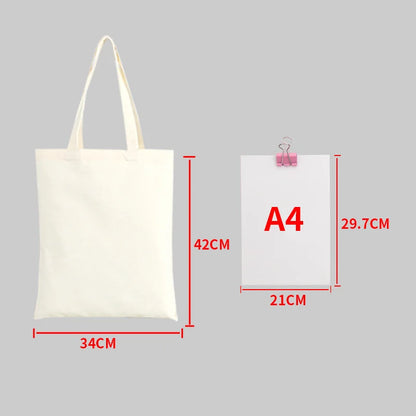 Aichashi Large Capacity Canvas Shopping Bags DIY Painting Pattern Handbag Folding Eco-friendly Cotton Tote Bags