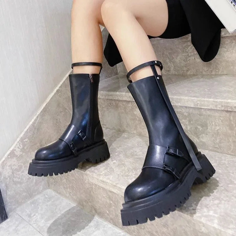 aichashi  -  Platform Winter New High Boots for Women Fashion Slip on Long Pipe Boots Female Elegant Thick Bottom Women's Knight Botties