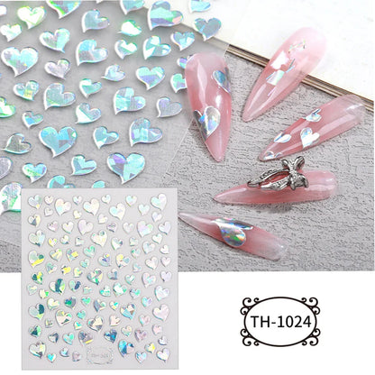 Aichashi Love Heart Nail Stickers Simple Heart Design Self-Adhesive Slider Letters Nail Art Decorations Stars Decals Manicure Accessories