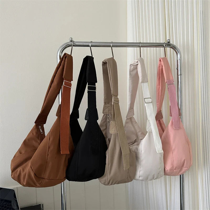 Aichashi New Casual Nylon Women Bags Shoulder Bag Woman Crossbody Bag Hobo Bags Dumpling Bag Large Capacity Female Half Moon Totes