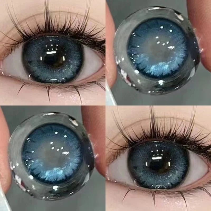 Aichashi 2PCS Korea Colored Contact Lenses Myopia Degree -0.00 to -8.00 Gray Eyes Beauty Pupil Brown Makeup Lens