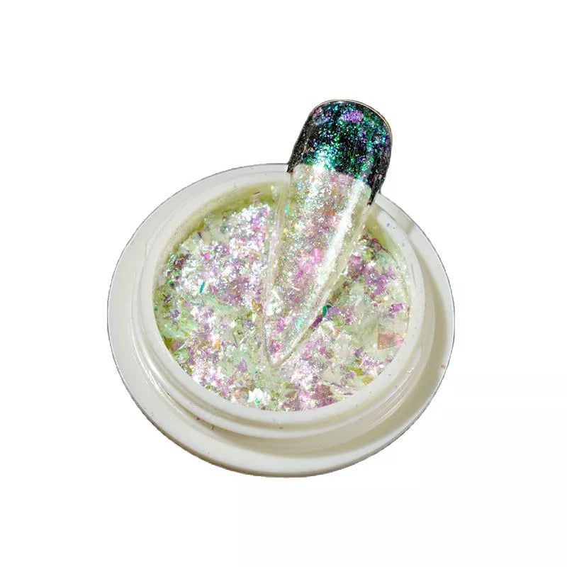 0.2g/jar Aurora Chrome Unicorn Nail Pigment Rainbow Mirror mermaid Nail Art Powder With 1-Sponge-Stick Unicorn Mirror Powder F-t