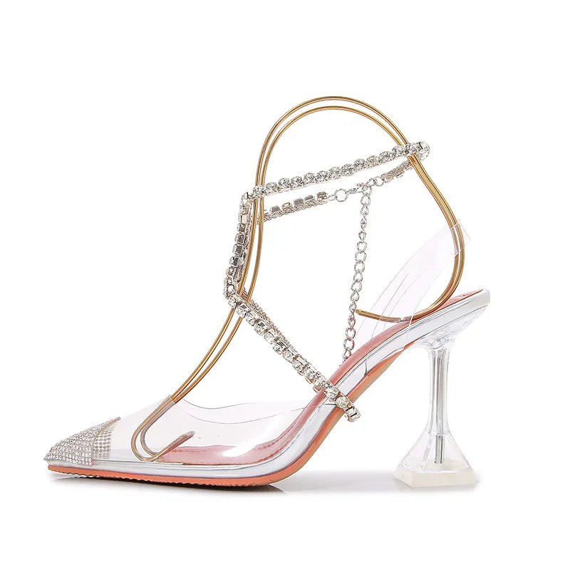 aichashi  -  Designer Transparent Crystal Sandals Women Clear High Heels Party Shoes Women Pumps Bling Bling Runway Sandals Summer Shoes