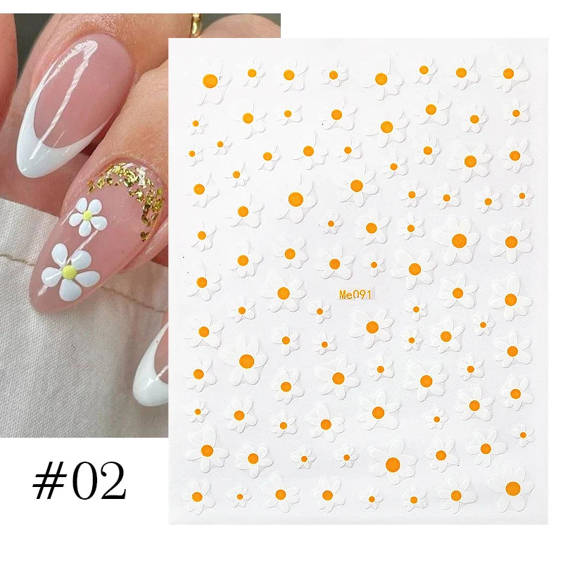 Aichashi 3D Laser Sakura Flower Nail Sticker Aurora Decals Glitter Star Butterfly Floral Adhesive Sliders Cherry Blooming Manicure