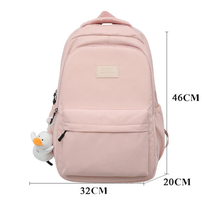 aichashi Waterproof Teenage Bookbag Nylon Rucksack Fashion Girl Backpack Women Shoulder Bag High School Schoolbag Black Mochila