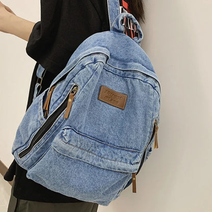 Aichashi High-quality Denim Ladies Backpacks New Women Schoolbags Spring Youth Laptop Backpacks Travel Bag Mochilas De Mujer