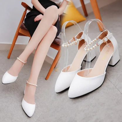 Aichashi spring and summer with the female shoes shallow baotou sandals rough with 6 cm high heels Sandalias femeninas x63