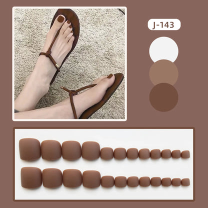 Aichashi 24pcs Solid Color Toenails French Minimalist Style Toenails Full Coverage Waterproof Removable Artificial Press on Nails False