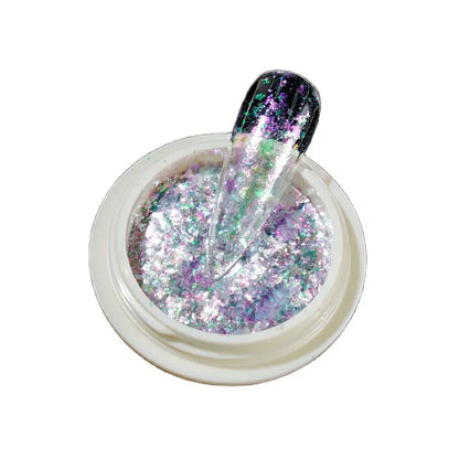 0.2g/jar Aurora Chrome Unicorn Nail Pigment Rainbow Mirror mermaid Nail Art Powder With 1-Sponge-Stick Unicorn Mirror Powder F-t