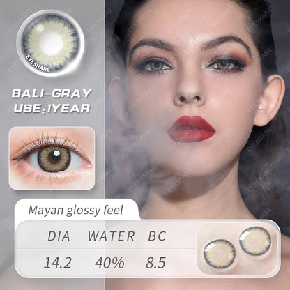 Aichashi Contact Lenses 1 Pair Color Contact Lens for Eyes Blue Gray Colored Contact Lens Eye Beautiful Pupil Yearly Use