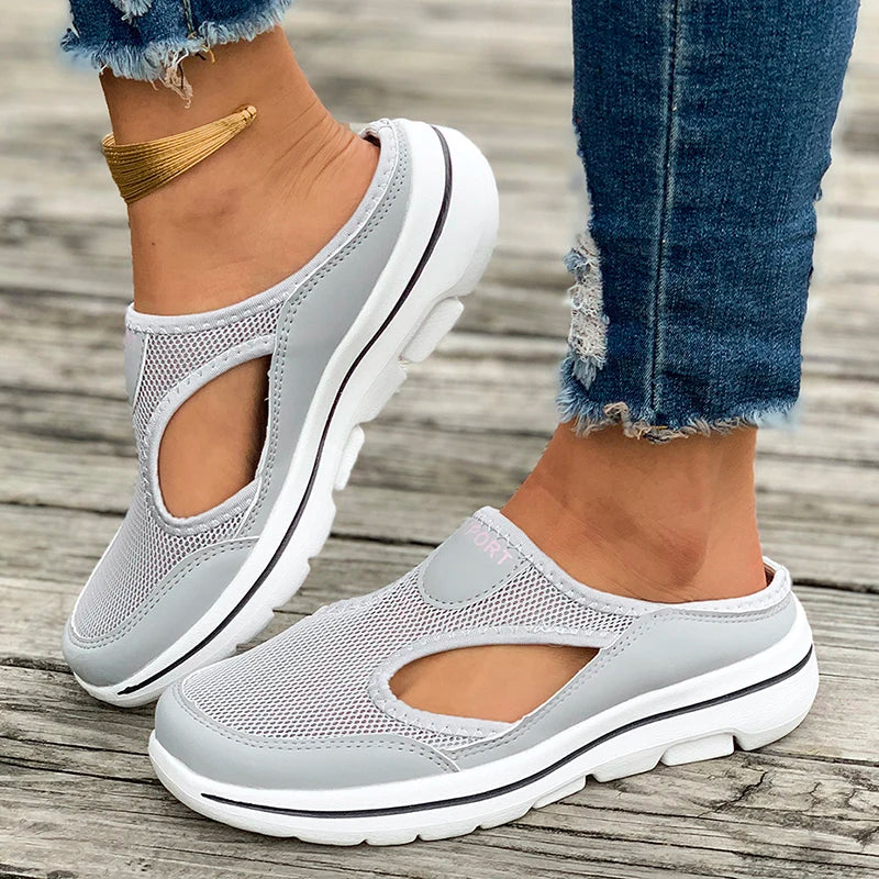 Aichashi Breathable Mesh Sports Slippers Women Casual Cut Out Wedge Slides Sandals Woman Summer 2024 Comfortable Non Slip Walking Shoes