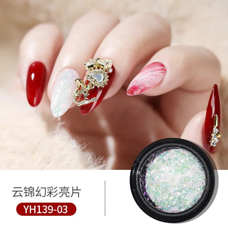 0.2g/jar Aurora Chrome Unicorn Nail Pigment Rainbow Mirror mermaid Nail Art Powder With 1-Sponge-Stick Unicorn Mirror Powder F-t