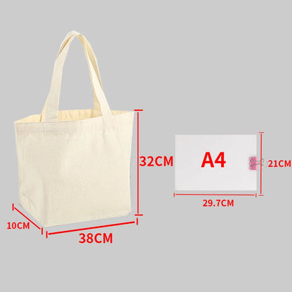 Aichashi Large Capacity Canvas Shopping Bags DIY Painting Pattern Handbag Folding Eco-friendly Cotton Tote Bags