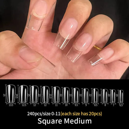 Aichashi Fake Nails False Nail Acrylic American Capsule Gel Shot Artificial Transparent for Frence Fingernails Coffin Full Cover Tips