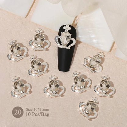 Aichashi 10pcs/bag Butterfly Shaped Nail Rhinestone Star Flower Nail Charm Silver Gold Alloy Nail Pearl Jewelry Accessories Nail Supplies