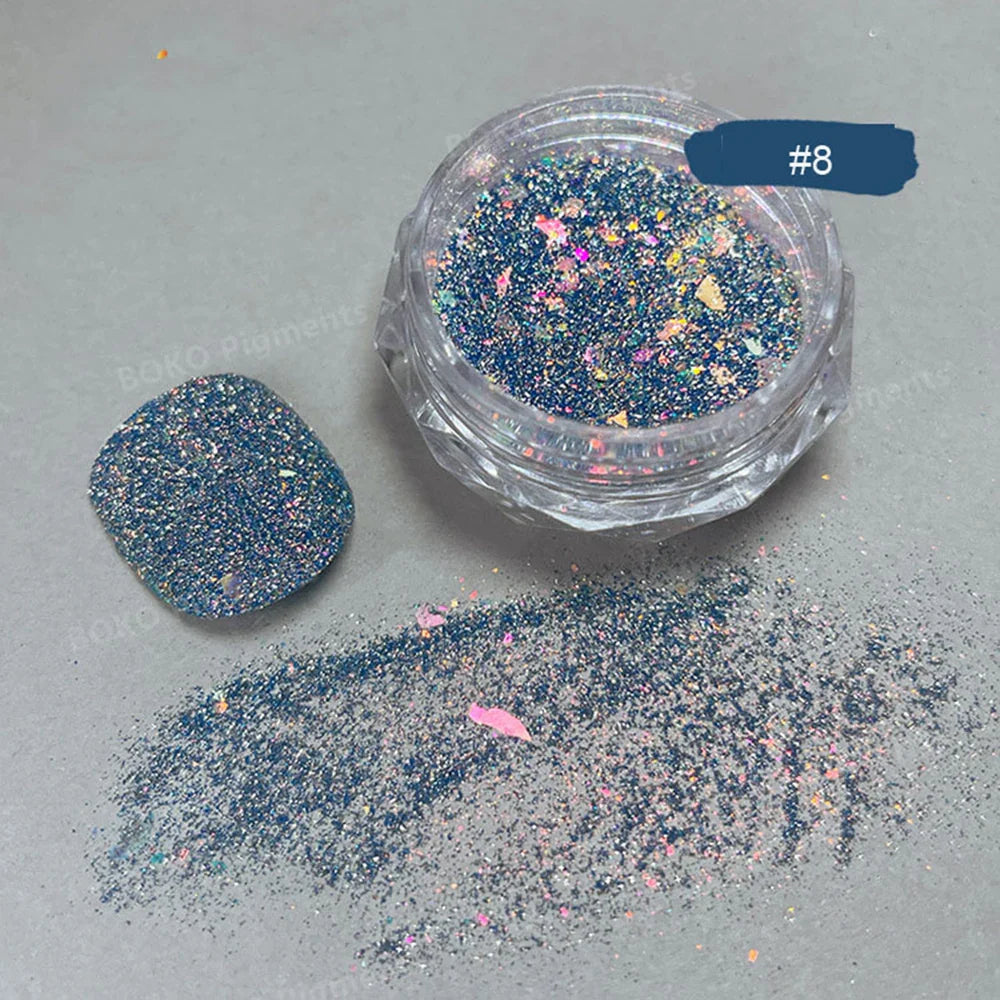 1Box Unicorn Holographic Nail Powder Silver Glitter Metallic Rub Dust Mirror Pigment Extra Fine Shiny Chrome For DIY Manicure*Y*