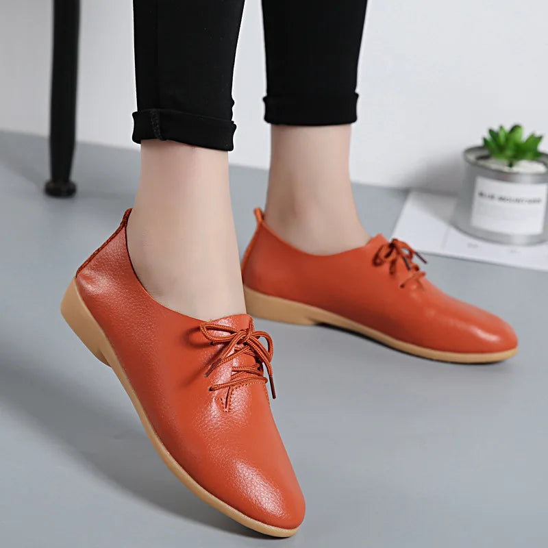 Aichashi Genuine Leather Summer Loafers Women Casual Shoes Moccasins Soft Pointed Toe Ladies Footwear Women Flats Shoes Female