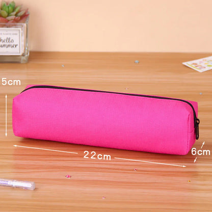 Aichashi BACK TO SCHOOL Solid Color Pencil Case Simple Pencil Bags For Student New Stationery School Supplies Kids Gift Zipper Big Cosmetic Bag