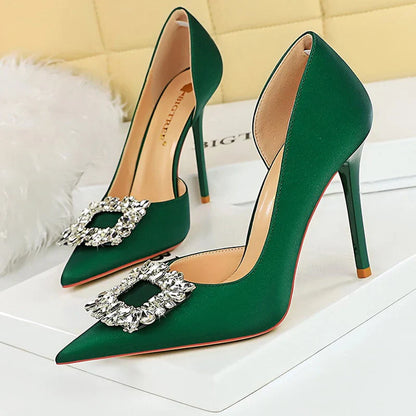 aichashi  - Luxury Heels 10.5 Cm Women Pumps Rhinestone Design High Heels Fashion Wedding Shoes Stilettos Sexy Party Shoes 10 Colour Pumps