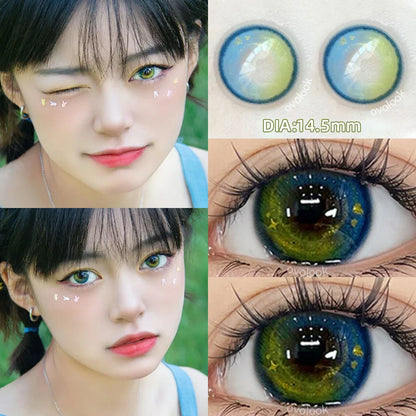 Aichashi 1 Pair/2pcs 10 Colors Contact Lenses for Eyes Fashion Pupils Myopia Eye Color Lenses Blue Green Brown Prescription Lens