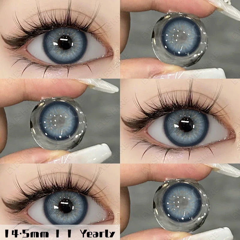 Aichashi 2pcs New Colored Contacts Lenses for Eyes Brown Eyes Contact Lenses Fashion Blue Eye Lens Yearly Makeup Contacts 14.5mm