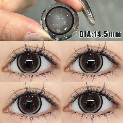 Aichashi 2Pcs New Colored Contact Lenses with Prescription Myopia Degree 0.00- 8.00 Grey Purple  Lens Eye Beauty Pupil Soft Lens