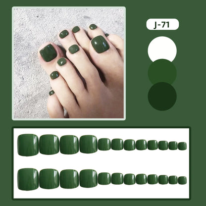 Aichashi 24pcs Solid Color Toenails French Minimalist Style Toenails Full Coverage Waterproof Removable Artificial Press on Nails False