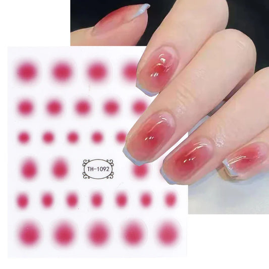 Aichashi Gradient Nail Sticker 3D Jelly Red Pink Blush Sliders Cute Ombre Nail Design Japanese Style Translucent Gel Polish Wraps Decal