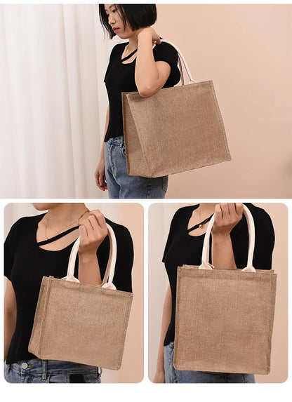 Aichashi Linen bag Hand-painted cotton sacks Jute portable imitation sacks Linen bags Shopping bags Laminated bags