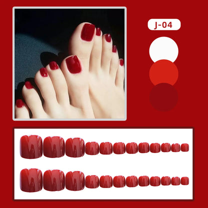 Aichashi 24pcs Solid Color Toenails French Minimalist Style Toenails Full Coverage Waterproof Removable Artificial Press on Nails False