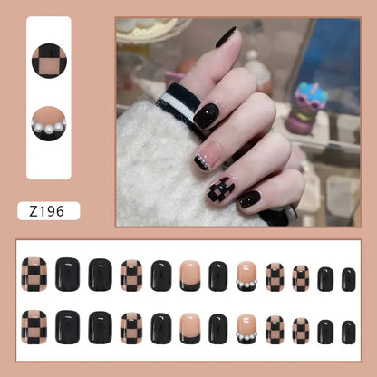 Aichashi Nail Art Fake Nails Long Island Iced Tea Wearing Jiashan Camellia Flower 3D Light Change Love Girl Blush Wearing Press on Nails