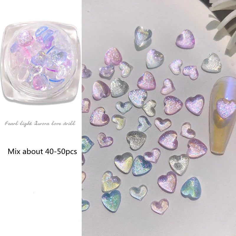 3d Nail Charms Art Love Heart Nail Rhinestones Natural Crystal Stone  DIY Nail Art Decorations  Nail Accessories