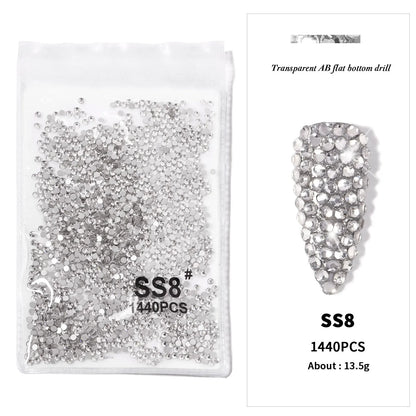 144/288 /1440pcs SS3-SS50 Crystal AB Clear Nail Rhinestones Non Hotfix Flat Back Stones DIY Strass Nail Art Decor Accessories