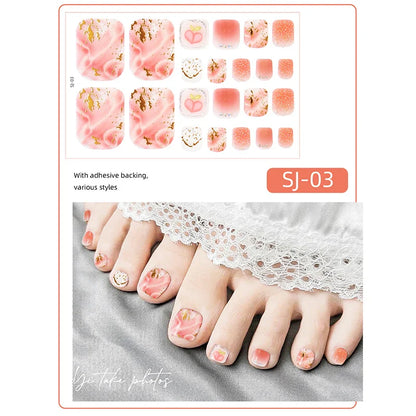 Aichashi 22 Tips Toe Nail Wraps Full Cover Nails Sticker Art Decorations Manicure Nail Vinyls Adhesive Nails Deco For Women Girls DIY