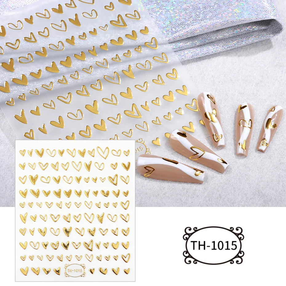 Aichashi Love Heart Nail Stickers Simple Heart Design Self-Adhesive Slider Letters Nail Art Decorations Stars Decals Manicure Accessories