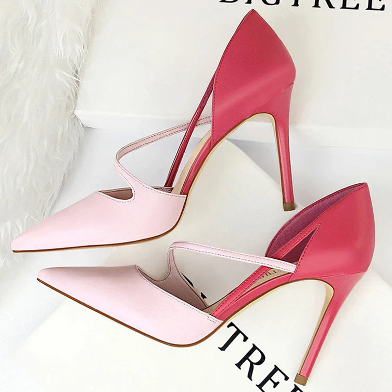 aichashi  -  Shoes Women Summer 9.5cm High Heels Sandals Women Pumps Sexy Party Shoes Mixed Color Stiletto Heels Ladies Shoes