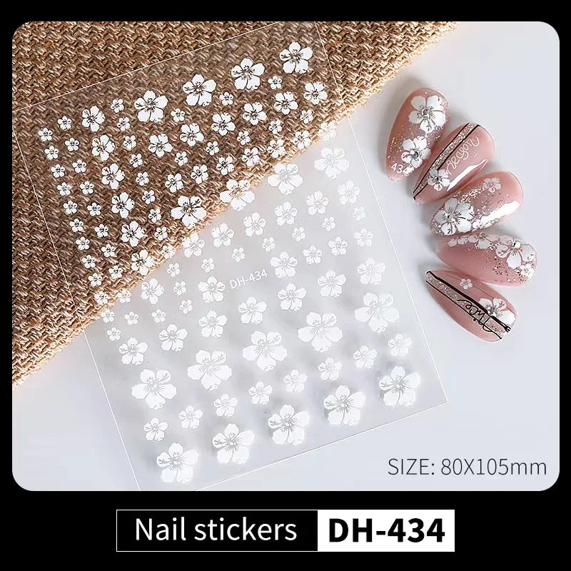 Aichashi 3D Laser Sakura Flower Nail Sticker Aurora Decals Glitter Star Butterfly Floral Adhesive Sliders Cherry Blooming Manicure