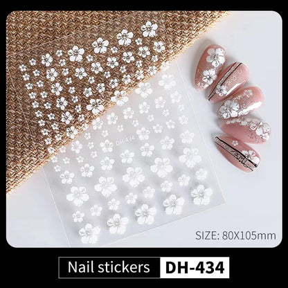 Aichashi 3D Laser Sakura Flower Nail Sticker Aurora Decals Glitter Star Butterfly Floral Adhesive Sliders Cherry Blooming Manicure