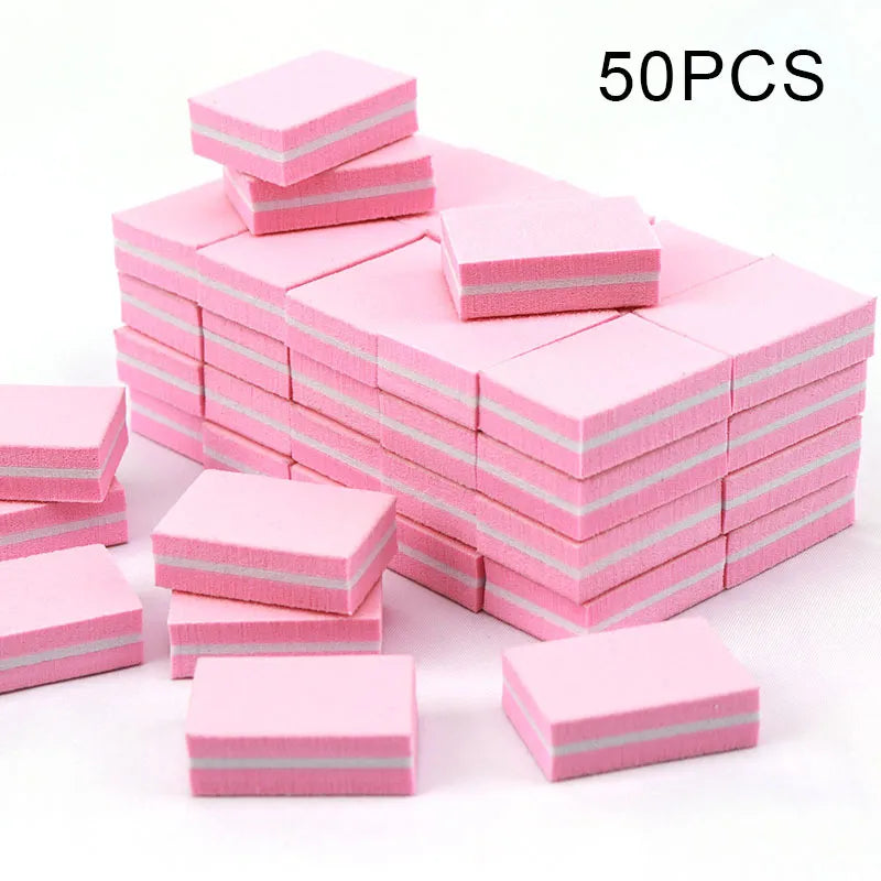 50Pc Professional Mini Nail Art buffer 100/180 Sandpaper Manicure Care File Sanding Polishing Nails File Grinding Equipment Tool