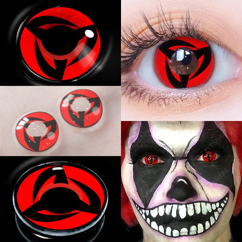 Aichashi 1Pair Halloween Colorful Contact Lenses for Eyes Multicolored Lenses Anime Cosplay Eye Lenses White Black Red Lenses