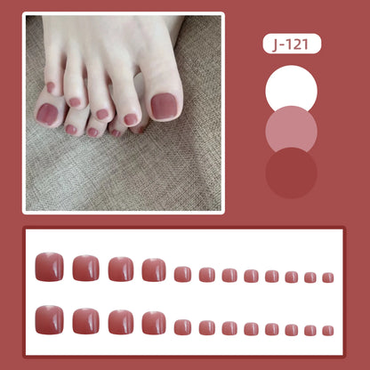 Aichashi 24pcs Solid Color Toenails French Minimalist Style Toenails Full Coverage Waterproof Removable Artificial Press on Nails False