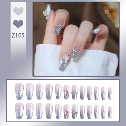 24pcs/box Fake Nails Short Detachable Finished Fingernails Ballet Wearable False Nails press on Square Head Full Cover Nails Tip