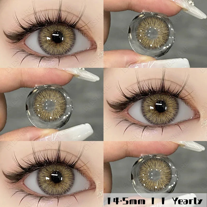 Aichashi 2pcs New Colored Contacts Lenses for Eyes Brown Eyes Contact Lenses Fashion Blue Eye Lens Yearly Makeup Contacts 14.5mm