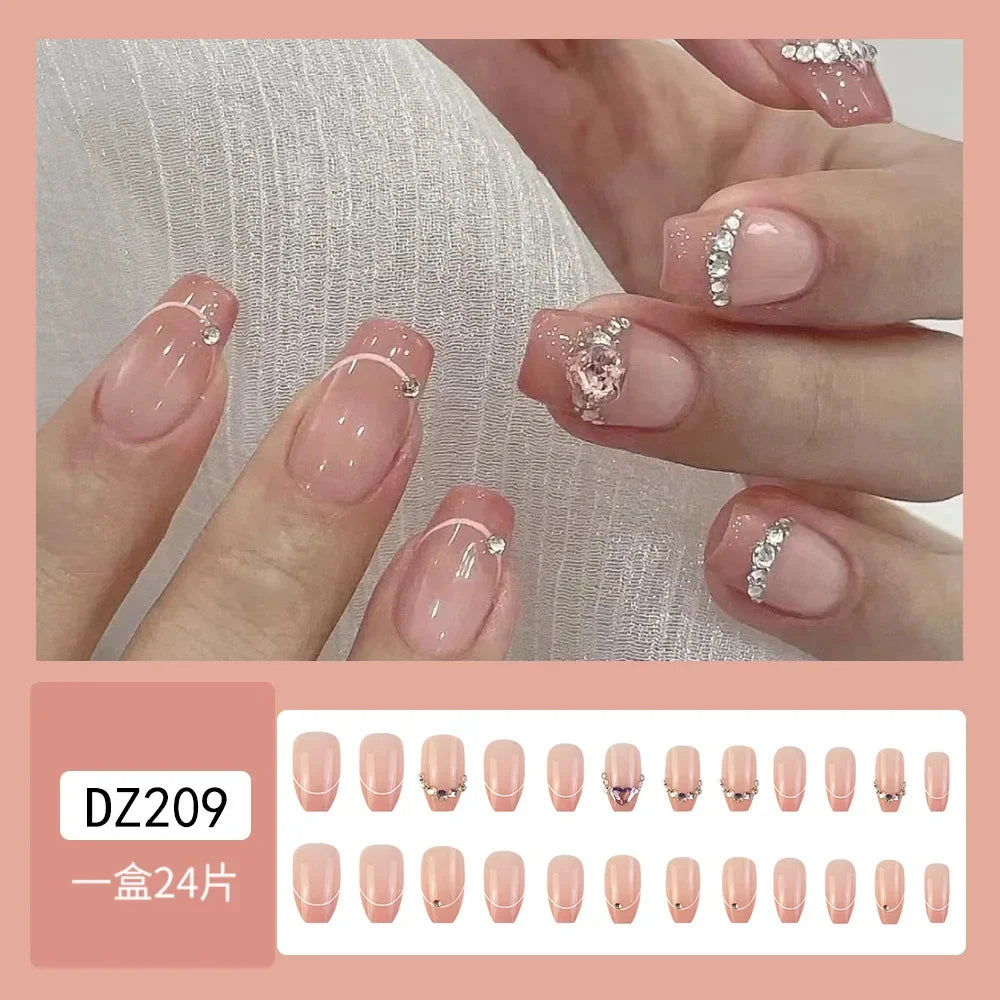 24pcs detachable short press on nails y2k designs fake nails with glue ballet sweet cool girls style artificial false nails tips