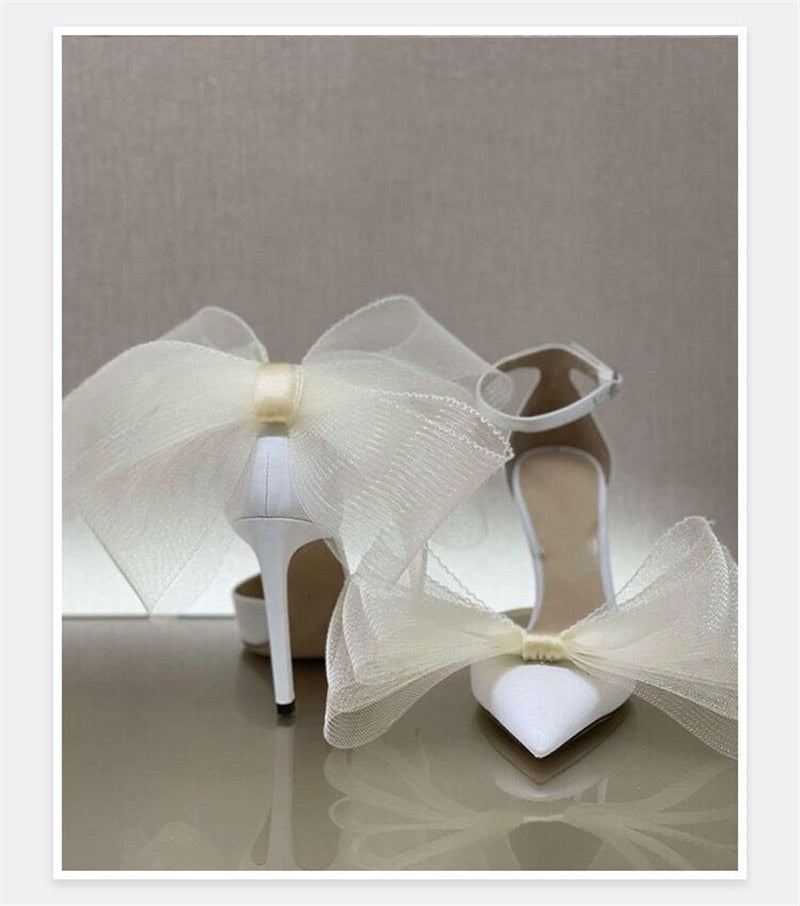 aichashi Big Butterfly-Knot Sandals Woman Summer High Heels Women Pumps Pointed Designer Shoes Mary Janes Sexy Stiletto Wedding Shoe