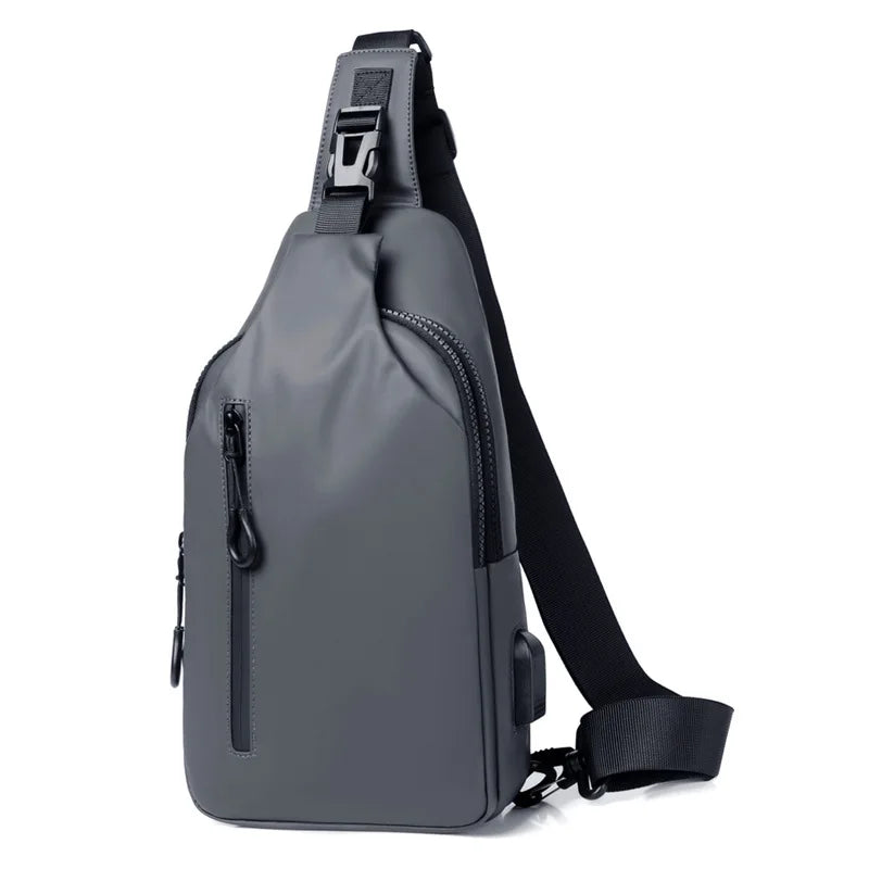 Aichashi Casual Waterproof Men's Chest Bag Business Shoulder Bag Messenger Bag Nylon USB Charging Waist Bag Outdoor Sports Shoulder Bag